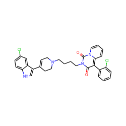 O=c1c(-c2ccccc2Cl)c2ccccn2c(=O)n1CCCCN1CC=C(c2c[nH]c3ccc(Cl)cc23)CC1 ZINC000299858407