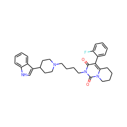 O=c1c(-c2ccccc2F)c2n(c(=O)n1CCCCN1CCC(c3c[nH]c4ccccc34)CC1)CCCC2 ZINC000045325027