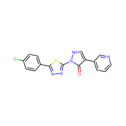 O=c1c(-c2cccnc2)c[nH]n1-c1nnc(-c2ccc(Cl)cc2)s1 ZINC000043195337