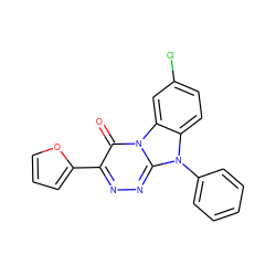 O=c1c(-c2ccco2)nnc2n(-c3ccccc3)c3ccc(Cl)cc3n12 ZINC000084756909