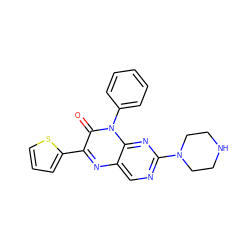 O=c1c(-c2cccs2)nc2cnc(N3CCNCC3)nc2n1-c1ccccc1 ZINC000004238418