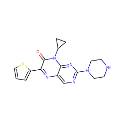 O=c1c(-c2cccs2)nc2cnc(N3CCNCC3)nc2n1C1CC1 ZINC000004239165