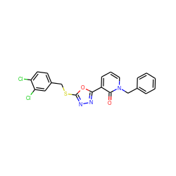 O=c1c(-c2nnc(SCc3ccc(Cl)c(Cl)c3)o2)cccn1Cc1ccccc1 ZINC000003041827