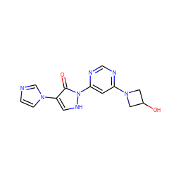 O=c1c(-n2ccnc2)c[nH]n1-c1cc(N2CC(O)C2)ncn1 ZINC000167168752