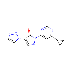 O=c1c(-n2ccnn2)c[nH]n1-c1cc(C2CC2)ncn1 ZINC000166771605