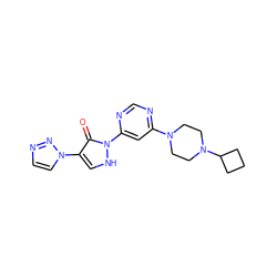 O=c1c(-n2ccnn2)c[nH]n1-c1cc(N2CCN(C3CCC3)CC2)ncn1 ZINC000096176108