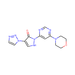 O=c1c(-n2ccnn2)c[nH]n1-c1cc(N2CCOCC2)ncn1 ZINC000167006010