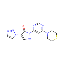 O=c1c(-n2ccnn2)c[nH]n1-c1cc(N2CCSCC2)ncn1 ZINC000169027797