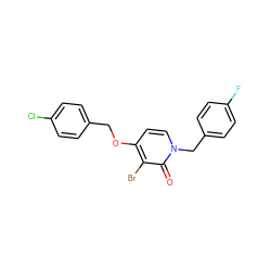 O=c1c(Br)c(OCc2ccc(Cl)cc2)ccn1Cc1ccc(F)cc1 ZINC000034323758