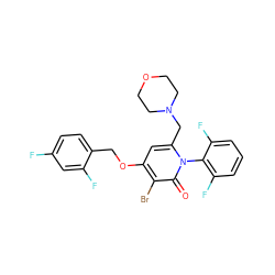 O=c1c(Br)c(OCc2ccc(F)cc2F)cc(CN2CCOCC2)n1-c1c(F)cccc1F ZINC000072173036