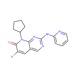 O=c1c(Br)cc2cnc(Nc3ccccn3)nc2n1C1CCCC1 ZINC000013641631