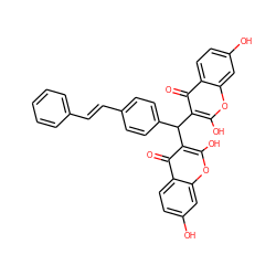 O=c1c(C(c2ccc(/C=C/c3ccccc3)cc2)c2c(O)oc3cc(O)ccc3c2=O)c(O)oc2cc(O)ccc12 ZINC000005835084