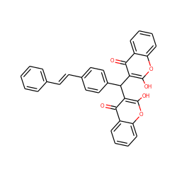 O=c1c(C(c2ccc(/C=C/c3ccccc3)cc2)c2c(O)oc3ccccc3c2=O)c(O)oc2ccccc12 ZINC000100788524