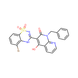 O=c1c(C2=NS(=O)(=O)c3cccc(Br)c3N2)c(O)c2cccnc2n1Cc1ccccc1 ZINC000101055133