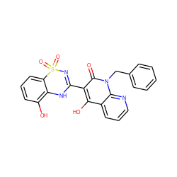 O=c1c(C2=NS(=O)(=O)c3cccc(O)c3N2)c(O)c2cccnc2n1Cc1ccccc1 ZINC000101056412