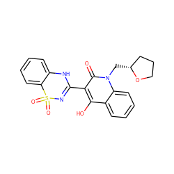 O=c1c(C2=NS(=O)(=O)c3ccccc3N2)c(O)c2ccccc2n1C[C@@H]1CCCO1 ZINC000101034880