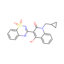 O=c1c(C2=NS(=O)(=O)c3ccccc3N2)c(O)c2ccccc2n1CC1CC1 ZINC000101077813