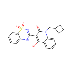 O=c1c(C2=NS(=O)(=O)c3ccccc3N2)c(O)c2ccccc2n1CC1CCC1 ZINC000101035110