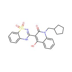 O=c1c(C2=NS(=O)(=O)c3ccccc3N2)c(O)c2ccccc2n1CC1CCCC1 ZINC000101077805