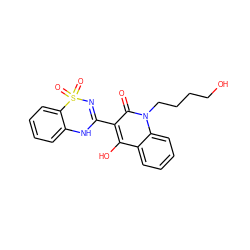 O=c1c(C2=NS(=O)(=O)c3ccccc3N2)c(O)c2ccccc2n1CCCCO ZINC000101035249