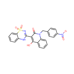 O=c1c(C2=NS(=O)(=O)c3ccccc3N2)c(O)c2ccccc2n1Cc1ccc([N+](=O)[O-])cc1 ZINC000101077649