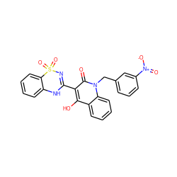 O=c1c(C2=NS(=O)(=O)c3ccccc3N2)c(O)c2ccccc2n1Cc1cccc([N+](=O)[O-])c1 ZINC000101036462