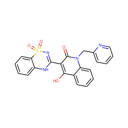 O=c1c(C2=NS(=O)(=O)c3ccccc3N2)c(O)c2ccccc2n1Cc1ccccn1 ZINC000100061635