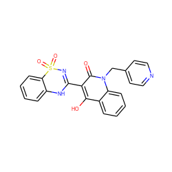 O=c1c(C2=NS(=O)(=O)c3ccccc3N2)c(O)c2ccccc2n1Cc1ccncc1 ZINC000100061644