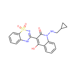 O=c1c(C2=NS(=O)(=O)c3ccccc3N2)c(O)c2ccccc2n1NCC1CC1 ZINC000101012642