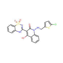 O=c1c(C2=NS(=O)(=O)c3ccccc3N2)c(O)c2ccccc2n1NCc1ccc(Cl)s1 ZINC000101033584