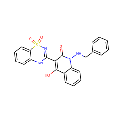 O=c1c(C2=NS(=O)(=O)c3ccccc3N2)c(O)c2ccccc2n1NCc1ccccc1 ZINC000101011469