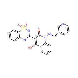 O=c1c(C2=NS(=O)(=O)c3ccccc3N2)c(O)c2ccccc2n1NCc1cccnc1 ZINC000100056775