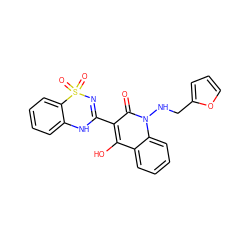 O=c1c(C2=NS(=O)(=O)c3ccccc3N2)c(O)c2ccccc2n1NCc1ccco1 ZINC000101033598