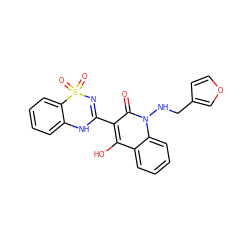 O=c1c(C2=NS(=O)(=O)c3ccccc3N2)c(O)c2ccccc2n1NCc1ccoc1 ZINC000101007612