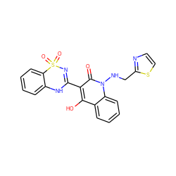 O=c1c(C2=NS(=O)(=O)c3ccccc3N2)c(O)c2ccccc2n1NCc1nccs1 ZINC000101006229