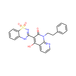 O=c1c(C2=NS(=O)(=O)c3ccccc3N2)c(O)c2cccnc2n1CCc1ccccc1 ZINC000101033601