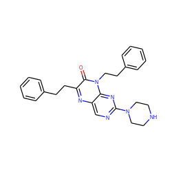 O=c1c(CCc2ccccc2)nc2cnc(N3CCNCC3)nc2n1CCc1ccccc1 ZINC000004238487