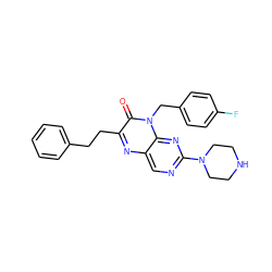 O=c1c(CCc2ccccc2)nc2cnc(N3CCNCC3)nc2n1Cc1ccc(F)cc1 ZINC000004238551