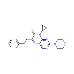 O=c1c(CCc2ccccc2)nc2cnc(N3CCOCC3)nc2n1C1CC1 ZINC000004239073