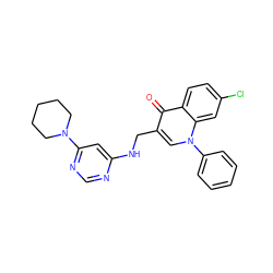 O=c1c(CNc2cc(N3CCCCC3)ncn2)cn(-c2ccccc2)c2cc(Cl)ccc12 ZINC000096170265