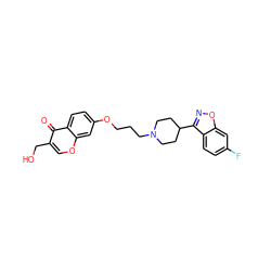 O=c1c(CO)coc2cc(OCCCN3CCC(c4noc5cc(F)ccc45)CC3)ccc12 ZINC000001893112