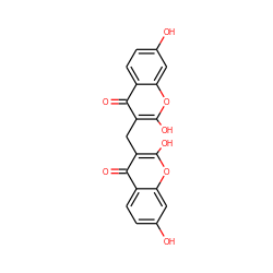 O=c1c(Cc2c(O)oc3cc(O)ccc3c2=O)c(O)oc2cc(O)ccc12 ZINC000100788520