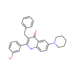 O=c1c(Cc2ccccc2)c(-c2cccc(O)c2)[nH]c2ccc(N3CCCCC3)cc12 ZINC000072113123