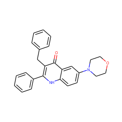 O=c1c(Cc2ccccc2)c(-c2ccccc2)[nH]c2ccc(N3CCOCC3)cc12 ZINC000072114214