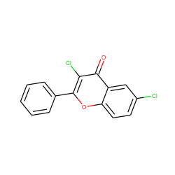 O=c1c(Cl)c(-c2ccccc2)oc2ccc(Cl)cc12 ZINC000001621298