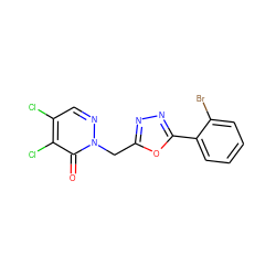 O=c1c(Cl)c(Cl)cnn1Cc1nnc(-c2ccccc2Br)o1 ZINC000003411998