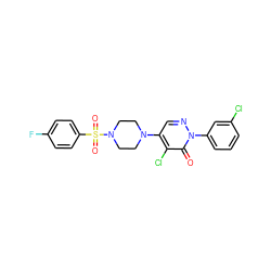 O=c1c(Cl)c(N2CCN(S(=O)(=O)c3ccc(F)cc3)CC2)cnn1-c1cccc(Cl)c1 ZINC000001404466