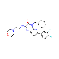 O=c1c(NCCN2CCOCC2)nc2ccc(-c3ccc(F)c(F)c3)nc2n1CC1CCCCC1 ZINC000043019636