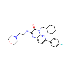 O=c1c(NCCN2CCOCC2)nc2ccc(-c3ccc(F)cc3)nc2n1CC1CCCCC1 ZINC000043078730