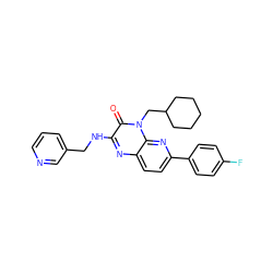 O=c1c(NCc2cccnc2)nc2ccc(-c3ccc(F)cc3)nc2n1CC1CCCCC1 ZINC000043076793